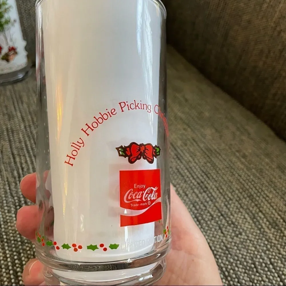 3 Vintage 1982 Holly Hobbie American Greetings Holiday Drinking Glasses Coca Col